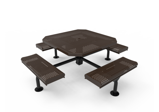 Octagon Rolled Nexus Pedestal Table with Perforated Steel